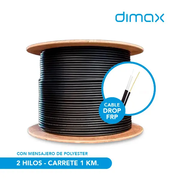 CABLE DROP DIMAX C737 (FIBRA DE VIDRIO) 2 HILO CON MENSAJERO (ACERO) G657A1 LSZH 2.0/5.0MM *CARRETE 1KM