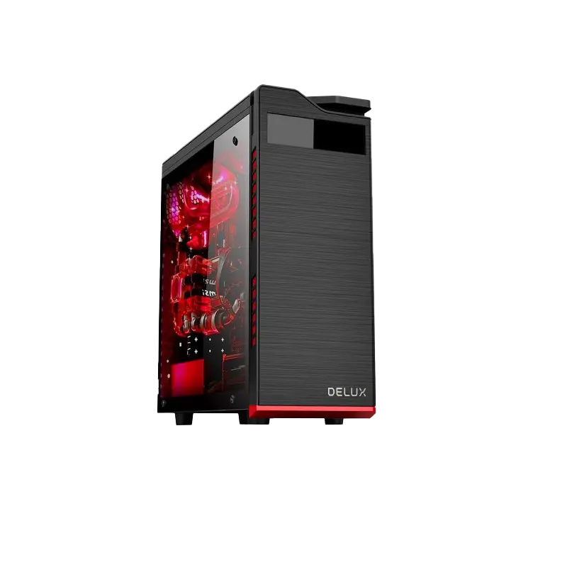 CASE DELUX GAMER DW701 1 FAN ROJO  