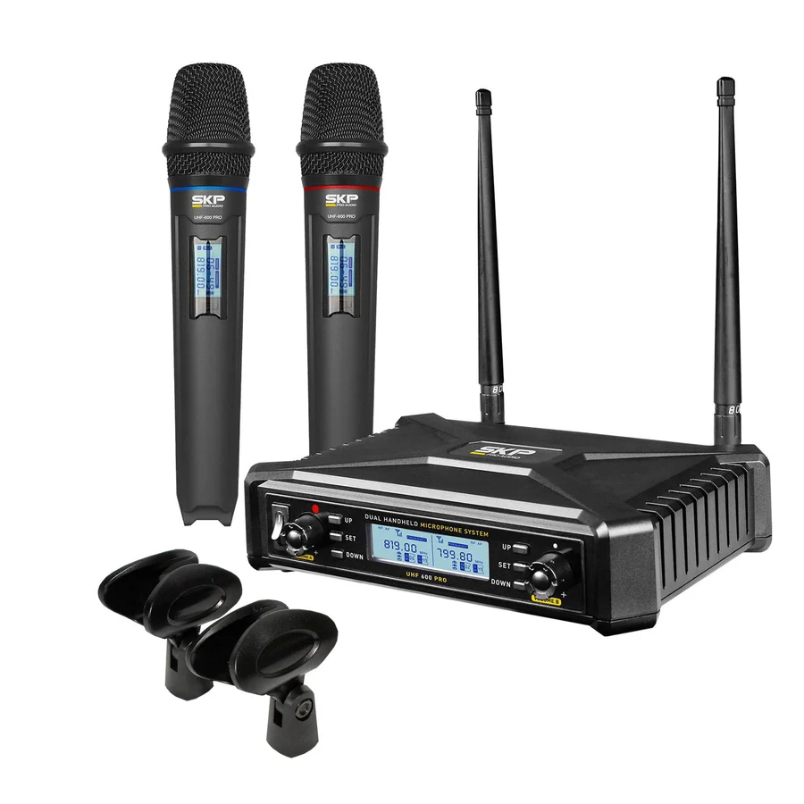 SET MICROFONO SKP UHF 600 PRO 