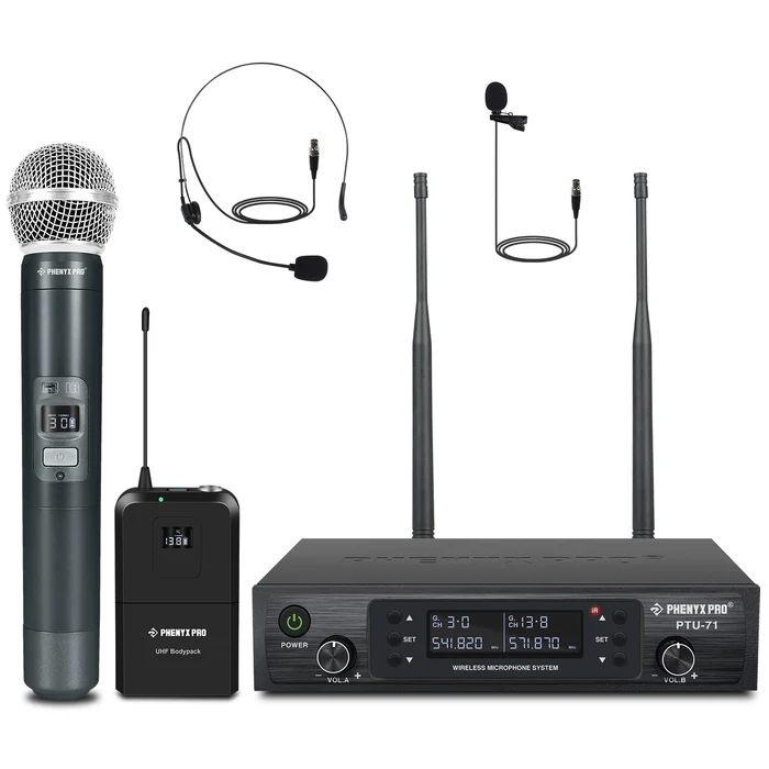 SISTEMA DE MICROFONO INALAMBRICO UHF PHENYX PRO  PTU-71-1H1B