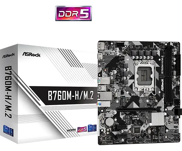 TARJETA MADRE ASROCK B760M-H/M.2 DE 12VA 