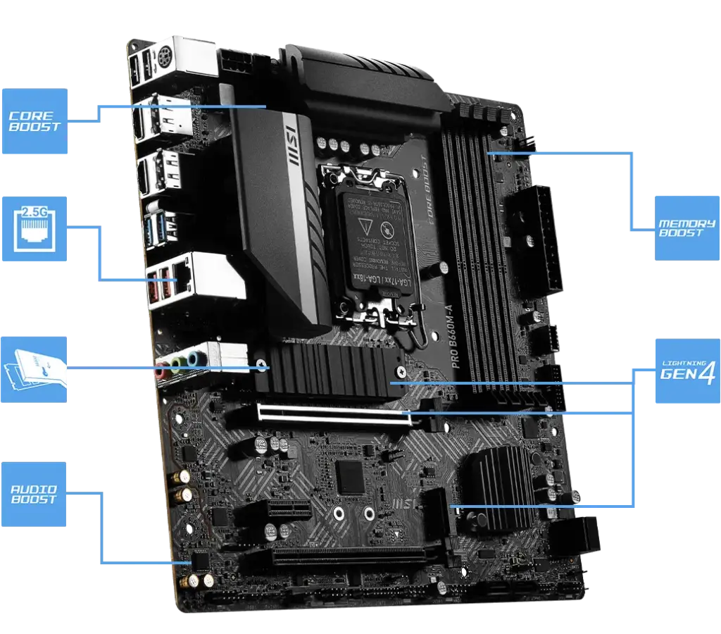 TARJETA MADRE MSI PRO B660M-A DDR4 DE 12VA 